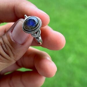 Silver and Laborite Stone Ring
